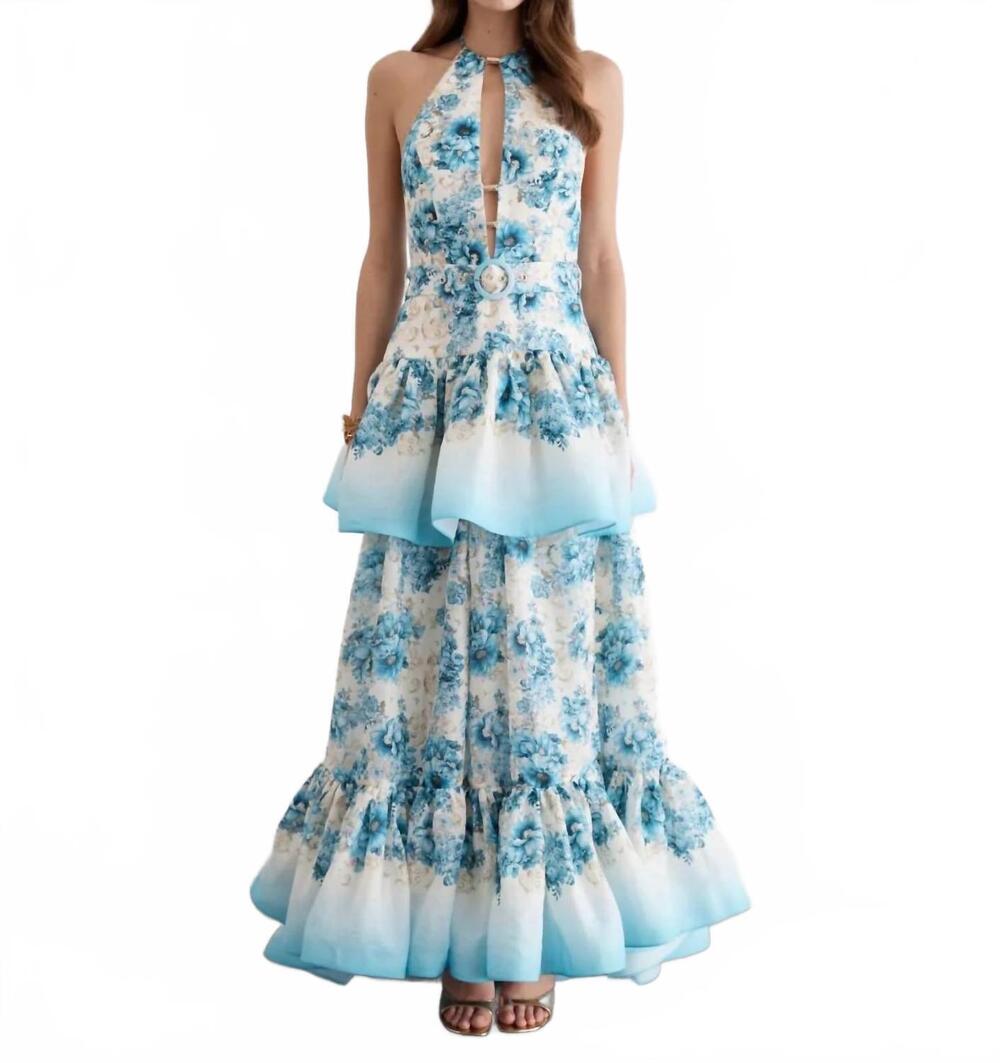 NEW AQUA BLU sarah dress in dauphine blue